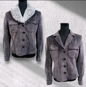 VTG Cadence Faux Fur Convertible Collar Blazer Jacket